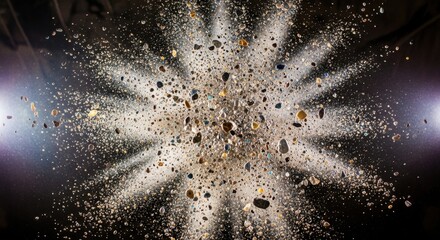 Radiant Starburst of Exploding Seasonings and Grains in Dramatic Light.