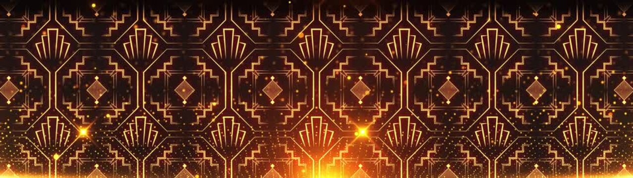 Luxury Gold Art Deco Geometric Tribal Pattern Background Video