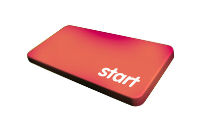 Reddish button with start text on transparent background