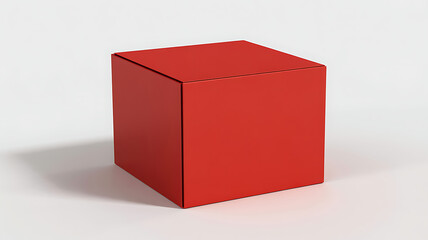 Red cube box isolated on white background for product design and branding

