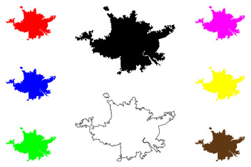 Maiduguri city (Federal Republic of Nigeria, Borno State) map vector illustration, scribble sketch Yerwa map