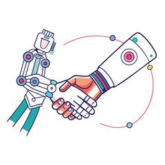 robot hand shaking with a human hand