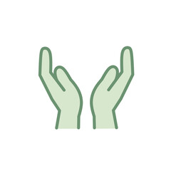 Flat Outline Hand Gesture Praying Upward Religious Worship Icon Graphic