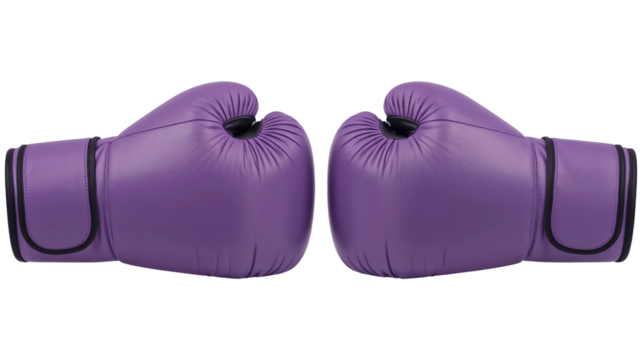 Purple boxing gloves, mockup isolated on transparent background