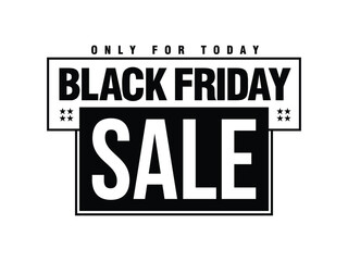 Black friday sale announcement with bold text and stars
