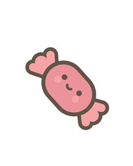 Cute Kawaii Style Candy with Smiling Face Illustration for Sweet Treat Design