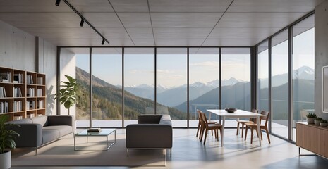 Futuristic Minimal Apartment with Mountain View