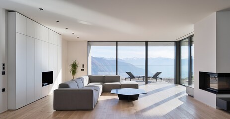Futuristic Minimal Apartment with Mountain View