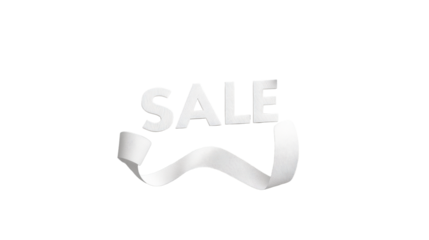 Sale Text with Ribbon on Transparent Background