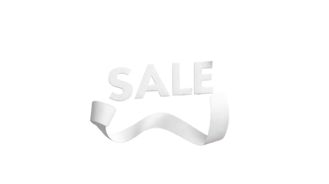 Sale Text with Ribbon on Transparent Background