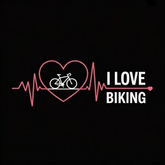 Heartbeat Cycling Graphic with Road Bike Silhouette | I Love Biking Design
