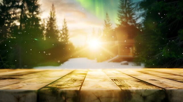 Sunrise over snowy landscape nature scene forest tranquil environment serene viewpoint peaceful concept