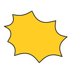Starburst in cartoon style yellow speech bubble badge transparent background