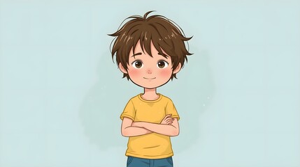 Playful Little Boy in a Yellow Shirt