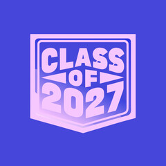 Class of 2027 graduation emblem with pink and purple tones