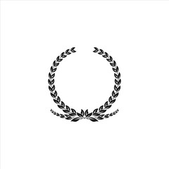 Fototapeta premium Black Laurel Wreath Circle With Decorative Base On white Background