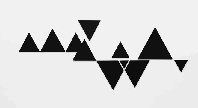 Abstract geometric pattern of black triangles on a white background, representing digital data or sound waves