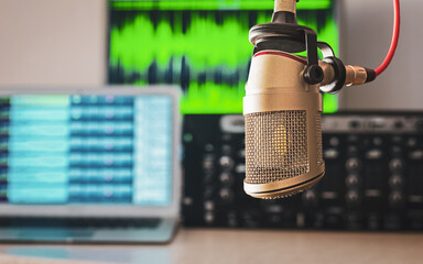 Background with a professional microphone