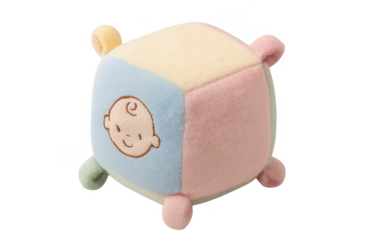 Soft pastel baby activity cube toy