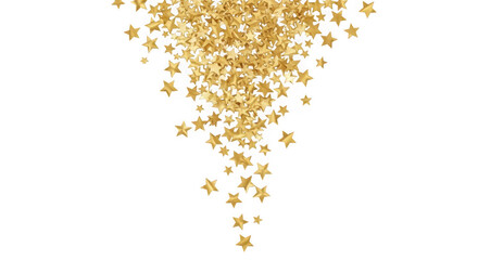 Golden star confetti falling isolated on transparent background