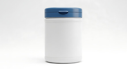 White Plastic Container with Blue Flip- Top Lid on White Background graphic design
