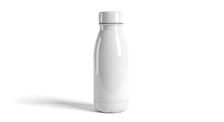 White Reusable Water Bottle with Cap on White Background reusable bottle drink bottle