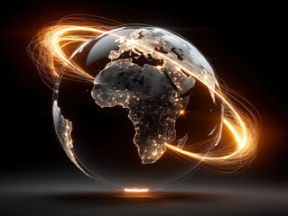 Visualizing causal networks in politics and economics with a glowing representation of the world