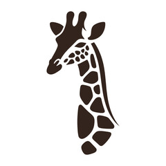 Silhouette of a Giraffe Head and Neck with Distinctive Markings.