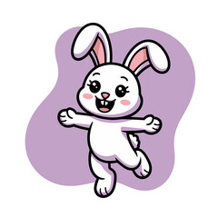 Adorable Cartoon Bunny Character with Joyful Expression and Playful Pose.