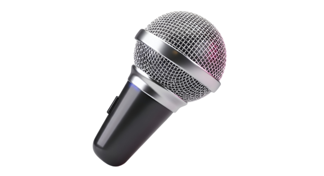 3d icon of a professional microphone isolated on transparent background, perfect for recording vocals and broadcasting audio