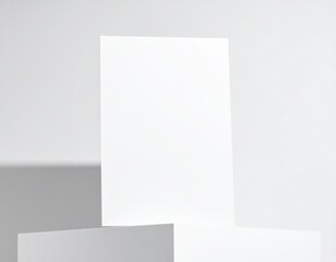 Fototapeta premium Blank A4 Letterhead Mockup: Upright on Geometric Block. Clean Corporate & Minimalist Presentation