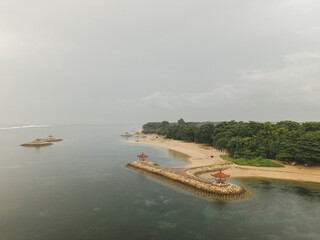 The Aerial Photography of Sanur Beach in Sunrise, Bali, Indonesia