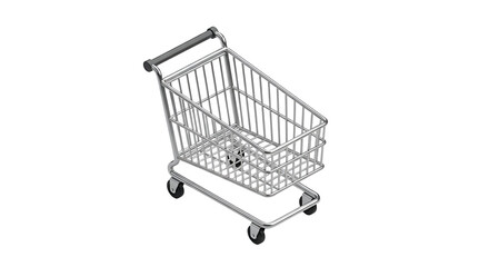 3d icon of shopping cart isolated on transparent background, a common sight in retail stores and supermarkets worldwide