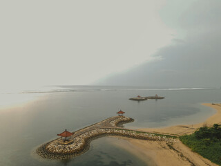 The Aerial Photography of Sanur Beach in Sunrise, Bali, Indonesia