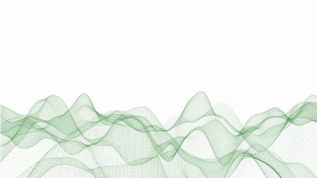 wave on a black background. Looped vector wave of gray color. Linear wave, graphic shape flow. Digital monochrome, black and white background. Smoke illustration. Smooth water level surface. Abstract 