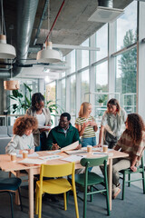Diverse business team collaborating during office meeting
