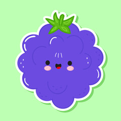 Cute cartoon blackberry fruit character smiling happy