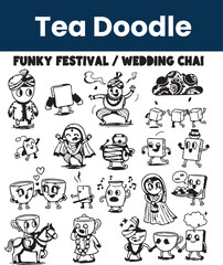 Funky Festival & Wedding Hot Beverage Doodles | Hand-Drawn Celebration Drink Illustrations