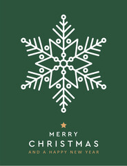 minimalistic christmas greeting card with snowflake vector illustration
