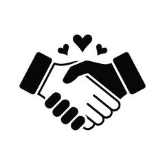 Obraz premium Symbolic handshake with hearts representing love partnership and strong connection
