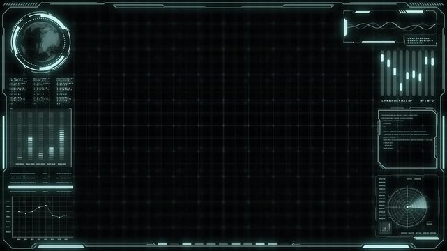 Digital HUD futuristic background motion graphic element cyber generated. Future technology interface data sci-fi display screen. Artificial intelligent analytic simulation, loop able video background