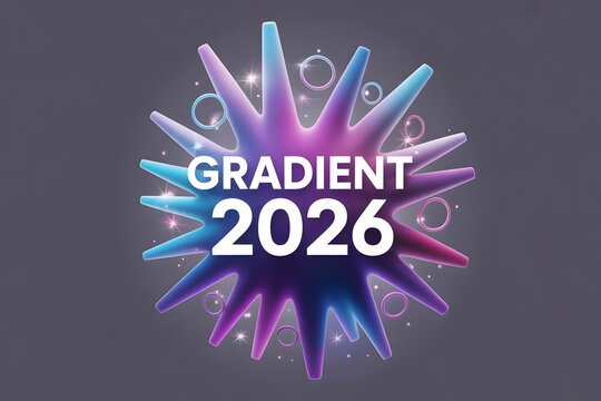 Embrace the futuristic gradient style of 2026 with this vibrant design, perfect for modern branding and trendsetting visuals, a dynamic choice for innovative projects