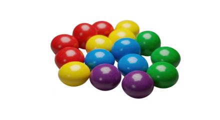 Vibrant spheres arranged in a playful rainbow formation close up illustration