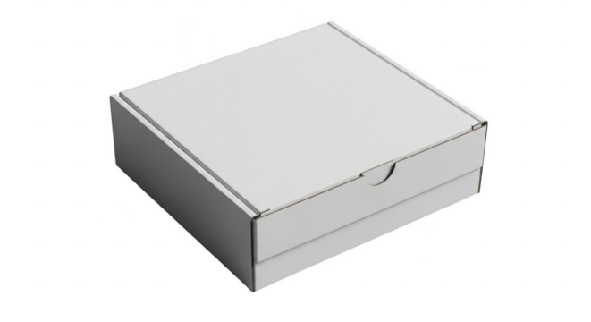 Simple closed white cardboard box on a plain surface for packaging and storage solutions illustration