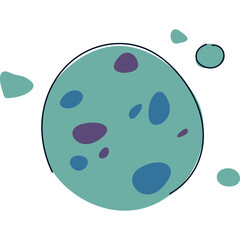 Fototapeta premium Abstract Teal And Purple Planet With Moons Flat Graphic Design Vector Art