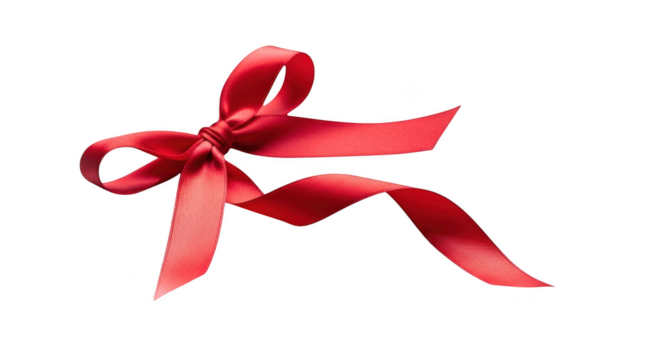 Shiny red satin ribbon bow tied for celebration and gift wrapping elegance illustration