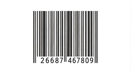 Black and white graphic featuring a vertical barcode and numerical characters