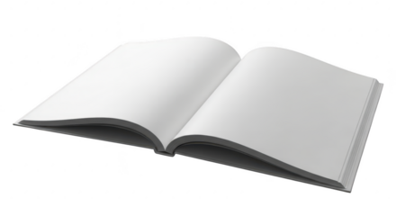 Open blank book with crisp white pages ready for content and ideas illustration