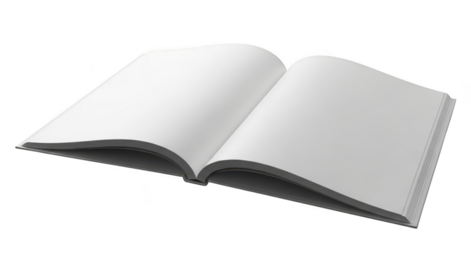 Open blank book with crisp white pages ready for content and ideas illustration