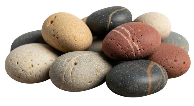 Natural smooth river stones with varied colors and textures arranged together illustration - Powered by Adobe